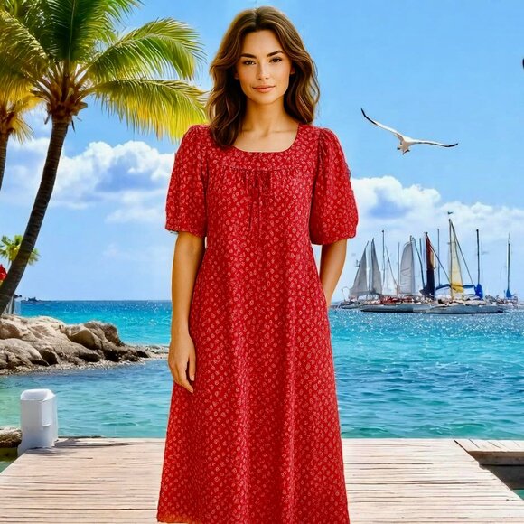 Liberty House LOLA Hawaian Maxi Dress Vintage 80's - Picture 1 of 14